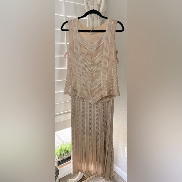 Damianou VINTAGE Metallic Champagne Maxi 2pc Dress | Size S | MSRP was $900 - Picture 3 of 11